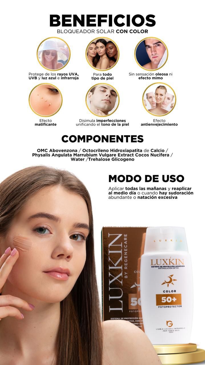 Protector Solar Luxkin SPF 50 con Color