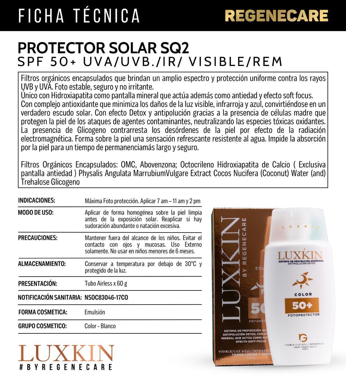 Protector Solar Luxkin SPF 50 con Color