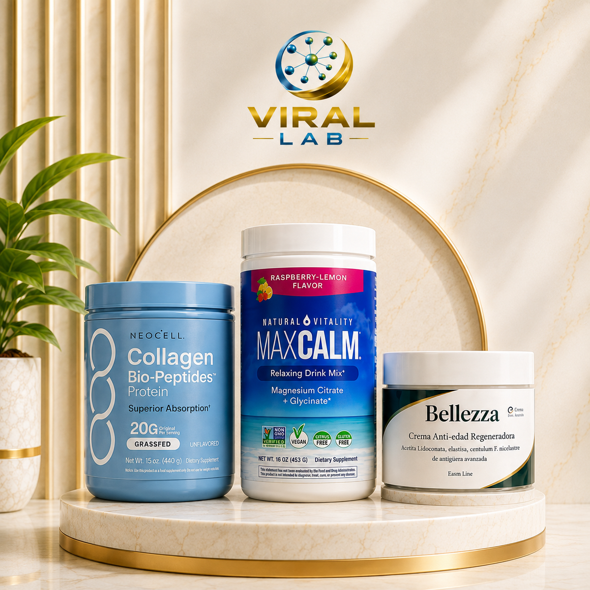 Combo de colágeno, magnesio Max Calm y crema antiedad