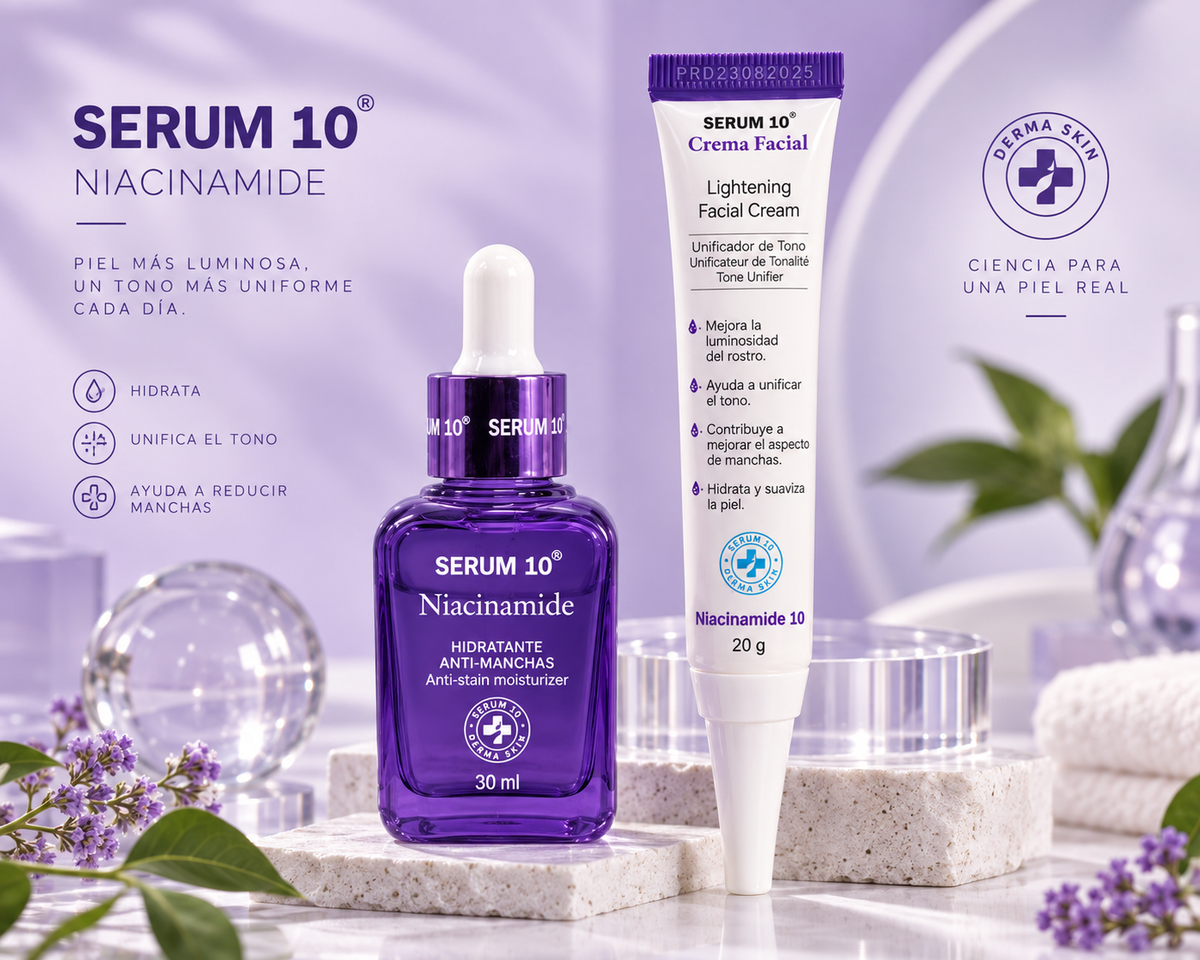 Combo facial niacinamida Serum 10: sérum y crema