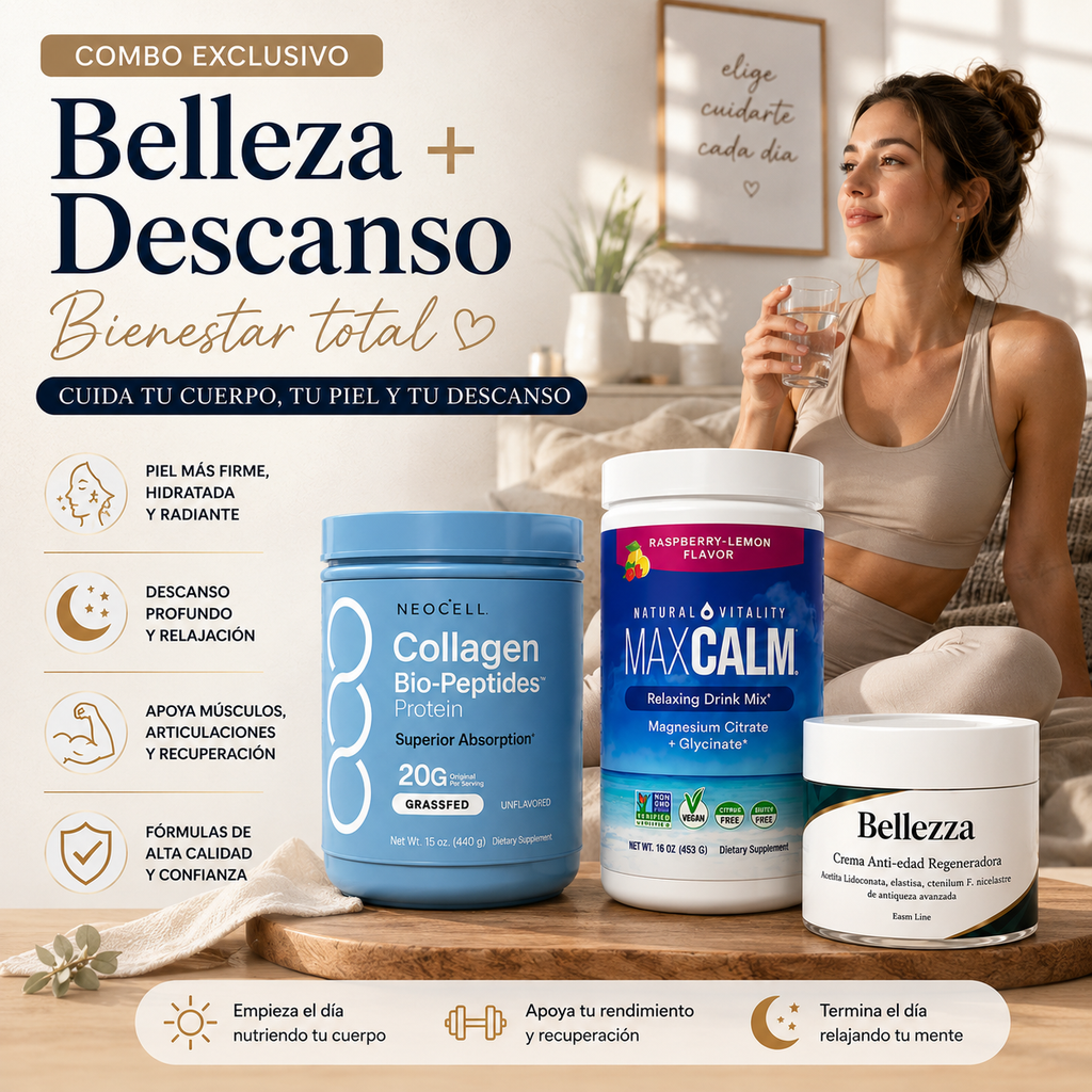 Combo Colágeno + Max Calm + Crema Antiedad (3 productos)